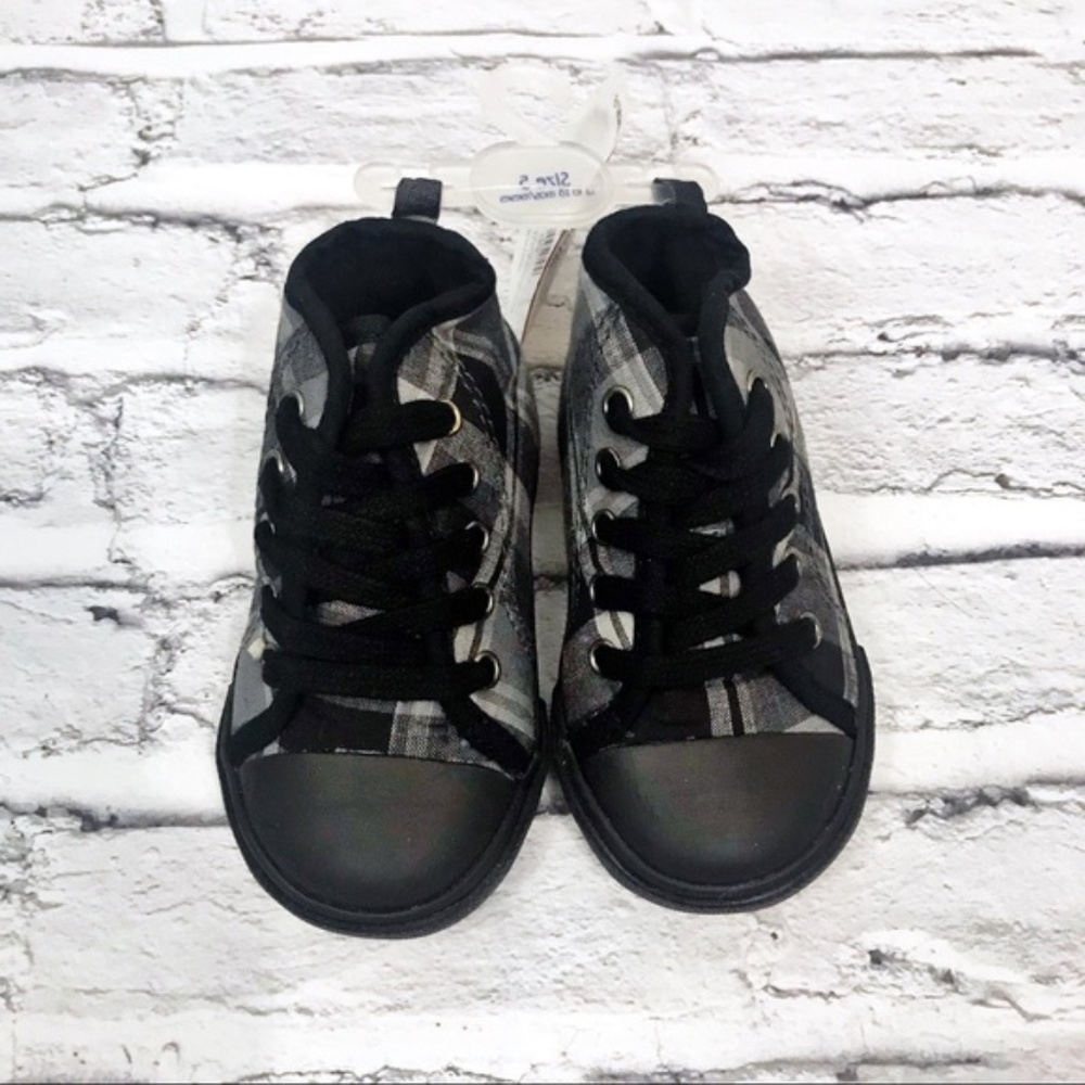 Wee Kids Plaid High Top Tennis Shoes Walking Stage